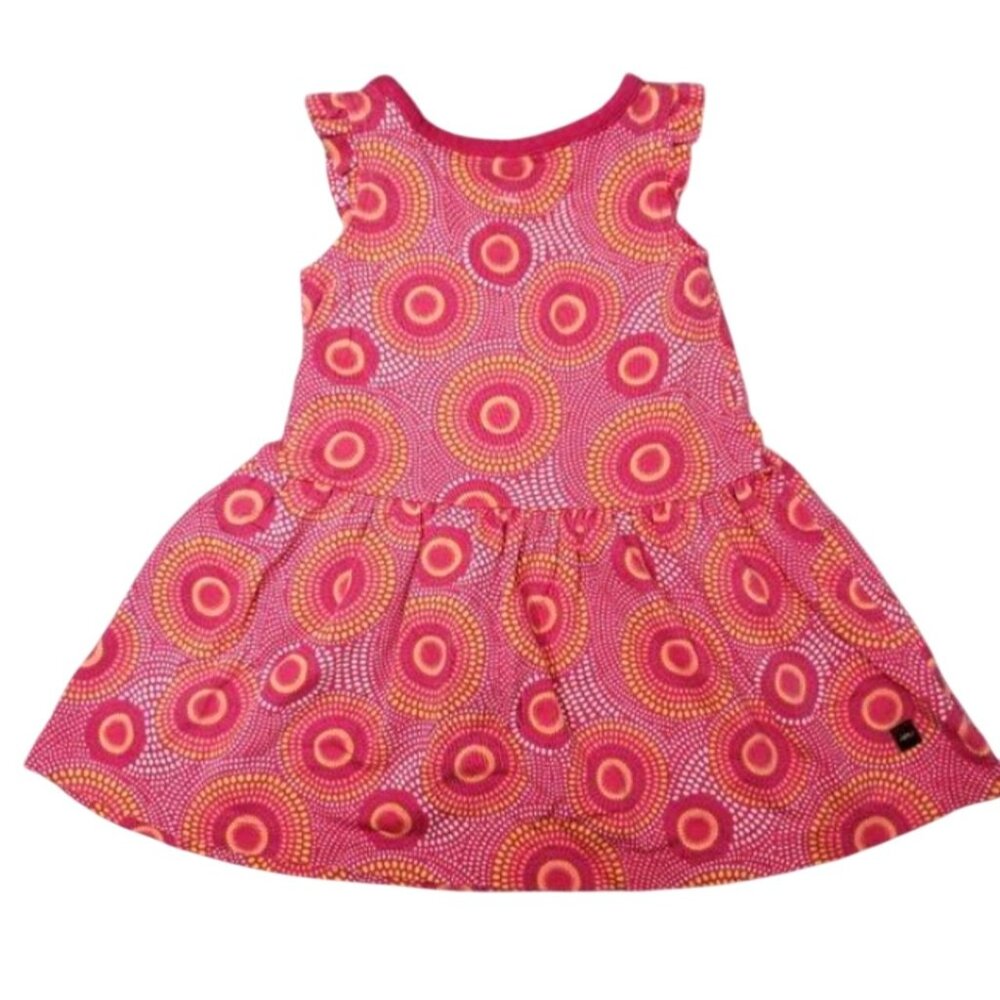 Tea Collection Toddler Pink Yellow Dotted Print Flutter Sleeve Sun Dress 12-18m